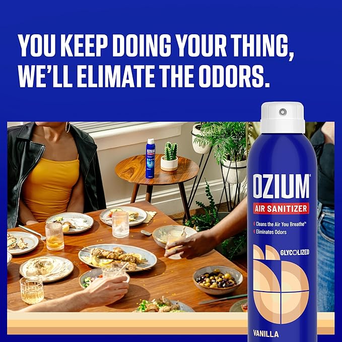 Ozium 8 Oz. Air Sanitizer & Odor Eliminator for Homes, Cars, Offices and More, Vanilla Scent, Pack of 6