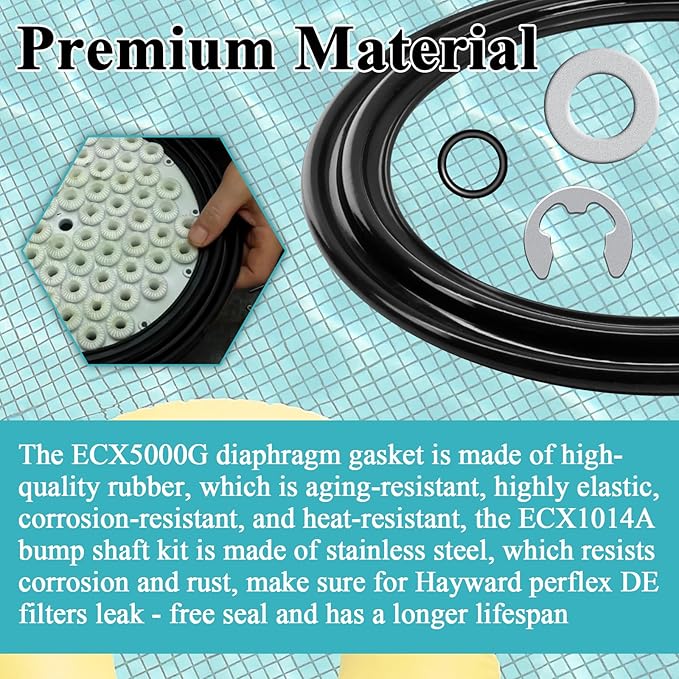 2 Pcs Diaphragm Gasket, Fits Hayward Perflex DECX5000G,EC40AC,EC50,EC50C,EC50A,EC50AC Series Extended DE Filter,W/ECX1014A Bump Shaft Kit ECX1011 ECX9611246 ECX1014,Part NO. HAY-051-1507,EC-50C,EC-40C