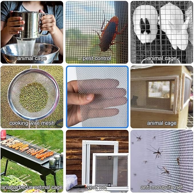 Generic 304 Stainless Steel Screen - 20 Mesh - 1.1Mm Hole Drain Cover Mesh - Durable Metal Filter Roof Vent/Kitchen/Garden Cover Net,Silver,1.2x1m(45x39inch)