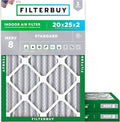 Filterbuy 20x25x2 Air Filter MERV 8 Essential Dust & Allergy Defense (3-Pack), Electrostatic Pleated HVAC AC Furnace Filters Replacement, Made in USA (Actual Size: 19.50 x 24.50 x 1.75)