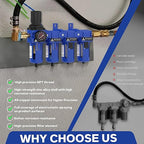 3/8 Inch NPT 4 Stage Air Drying System,Brass Filter, Coalescing Filter,Double Desiccant Dryers & Air Regulator,Metal Bowl, Semi-Auto Drain,Industrial Grade(Blue)