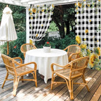Sunflowers Outdoor Curtains for Patio Summer Floral Eucalyptus Leaf Buffalo Check Waterproof Outside Curtains with Grommet Top Weatherproof Curtain for Cabana Pergola Gazebo, 2 Pack, 54" W x 95" L