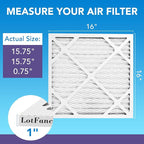 LotFancy 16x16x1 Air Filter MERV 11 6-Pack, Electrostatic Pleated AC Furnace Air Filter, Captures Dust, Smog & Pet Dander, Actual Size: 15.75"x15.75"x0.75"