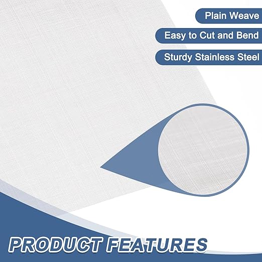 uxcell 300 Mesh 39" x 10" Woven Wire Mesh, 316 Stainless Steel Air Vent Filter Screen, Window Screen Mesh for DIY Projects Vents Cover Filtration Animals Fence