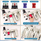 3/4" NPT Industrial Grade 4 Stage Air Compressor Drying System, 0-240 PSI, Particulate & Coalescing Filters, Auto Drain Air Compressor Water Separator System Filter Oil for Paint Spray＆ Plasma Cutter
