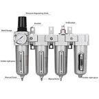 NANPU 3/4" NPT Industrial Grade 4 Stage Air Drying System - Double Particulate Filters, Coalescing Filter, Desiccant Dryer & Air Regulator, Metal Bowl, Manual Drain, for Paint Spray＆ Plasma Cutter