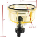 iFJF R12T Nylon Water Collection Bowl of Fuel Filter/Water Separator 120AT NPT ZG1/4-19 Replacement for Diesel Engine S3240 18-7947