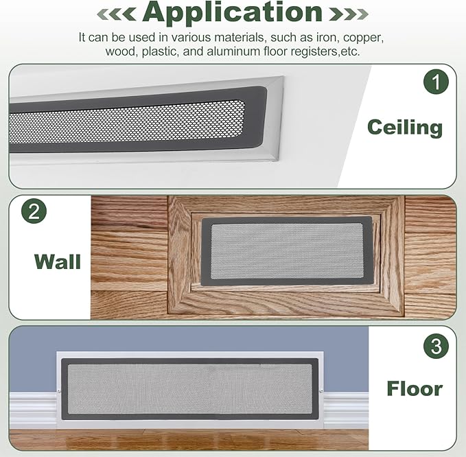 YOKIVE 6 Pcs Magnetic Floor Vent Covers, Floor Register Cover PVC Mesh Air Vent Screen Filters, Great for Home Floor, Wall, Ceiling, Catch Debris Hair Dust (White, 14-Inch x 8-Inch)