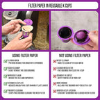 Delibru Unbleached Paper Filters with Lid for Reusable K Cups (700/Box) Paper coffee filters Fits All Brands Compatible with all Reusable Pods -100% Compostable and Disposable