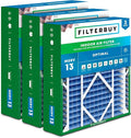 Filterbuy 24x25x5 Air Filter MERV 13 Optimal Smoke & Allergy Defense (3-Pack), Electrostatic Pleated HVAC AC Furnace Filters for Carrier FILXXCAR0024, Maytag & More (Actual Size: 23.63 x 24.69 x 4.25)