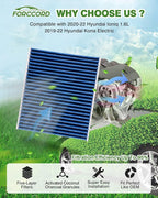 2-Pack HEPA Cabin Air Filter Fits for Ioniq 1.6L(2020-22 23), Kona Electric(19-22 23 24 25 26) Activated Carbon Cabin Filter Replacement for 97133K4000 Car Accessories