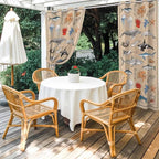 Vintage Outdoor Curtains for Patio Sharks Whales Lobsters Biographies Waterproof Outside Curtains with Grommet Top Weatherproof Curtain for Cabana Pergola Gazebo, 2 Pack, 54" W x 84" L