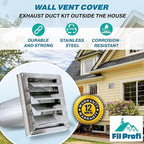 (6 Inch) Wall Vent Cover with Metal Mesh Screen,Exterior Hood Vent for House,Extended air Pipe.