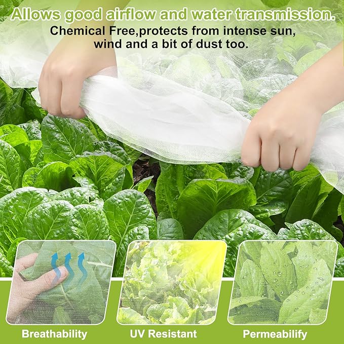 Garden Netting, 2 Pack 10x20Ft Ultra Fine Mesh Netting Pest Barrier Protection Bird Mosquito Net Plants Cover for Vegetables Fruits Flowers Crops Greenhouse Cover Raised Bed Patio Mesh Netting