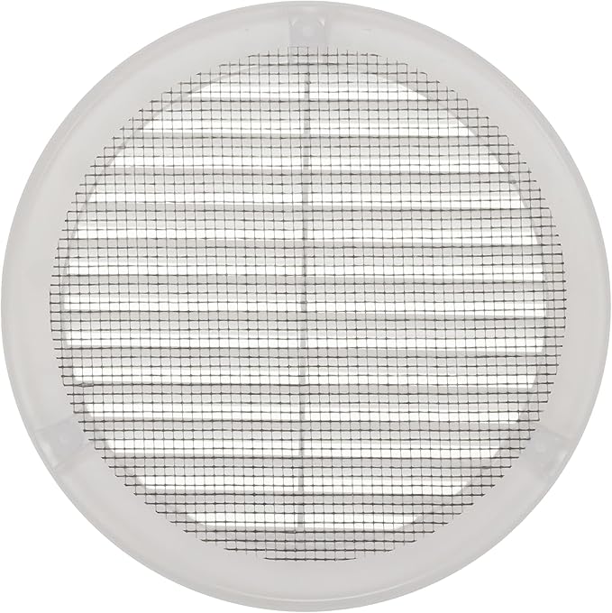 Vent Systems 6" Inch (Opening Dimensions) - Pack of 2 - White Soffit Vent Cover - Plastic Round Air Vent Grille - Built-in Mesh Screen - HVAC Register Louver for Bathroom, Home, Kitchen