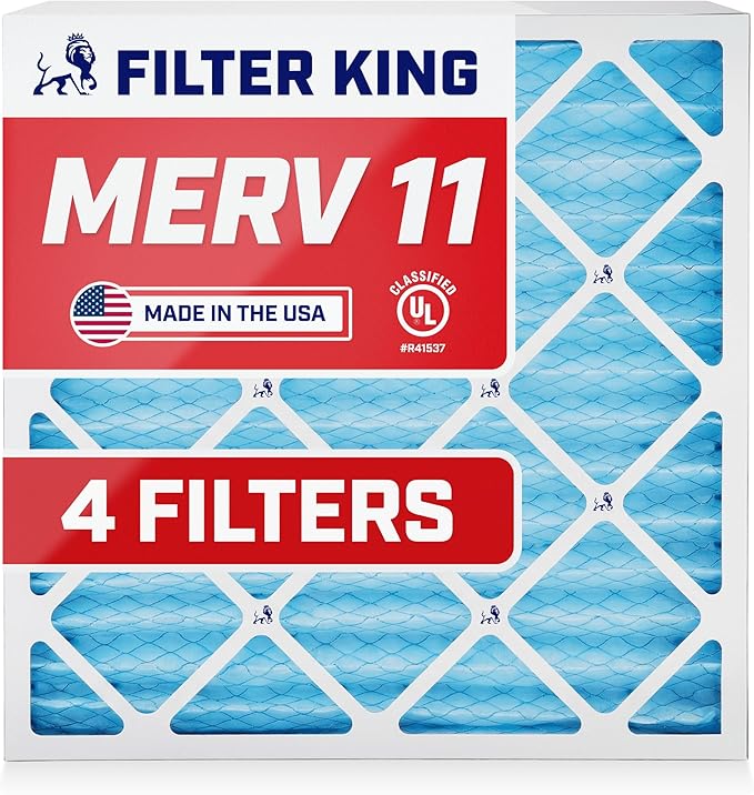 Filter King 10x15x1 Air Filter | 4-PACK | MERV 11 HVAC Pleated A/C Furnace Filters | MADE IN USA | Actual Size: 9.5 x 14.5 x .75"