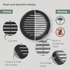 Vent Systems 4" Inch (Opening Dimensions) - Pack of 5 - Black Soffit Vent Cover - Plastic Round Air Vent Grille - Built-in Mesh Screen - HVAC Register Louver for Bathroom, Home, Kitchen
