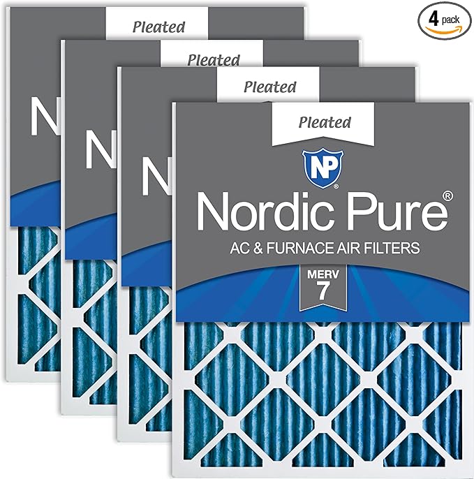 Nordic Pure 16x16x1 (Actual Size: 15 3/4 x 15 3/4 x 3/4) Pleated MERV 7 Air Filters 4 Pack