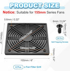 PATIKIL 150mm Fan Filter Grill, 6 Pcs Plastic Ventilation Dustproof Grill Cover Cooling Ventilator with Screws for Industry Workshop Computer Case Refrigerators Air Conditioning, Black