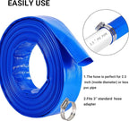 3" x 25 FT Pool Backwash Hose, Blue Heavy Duty Reinforced PVC Lay Flat Water Discharge Hose for Swimming Pool Filter Pump,with 2 Clamp