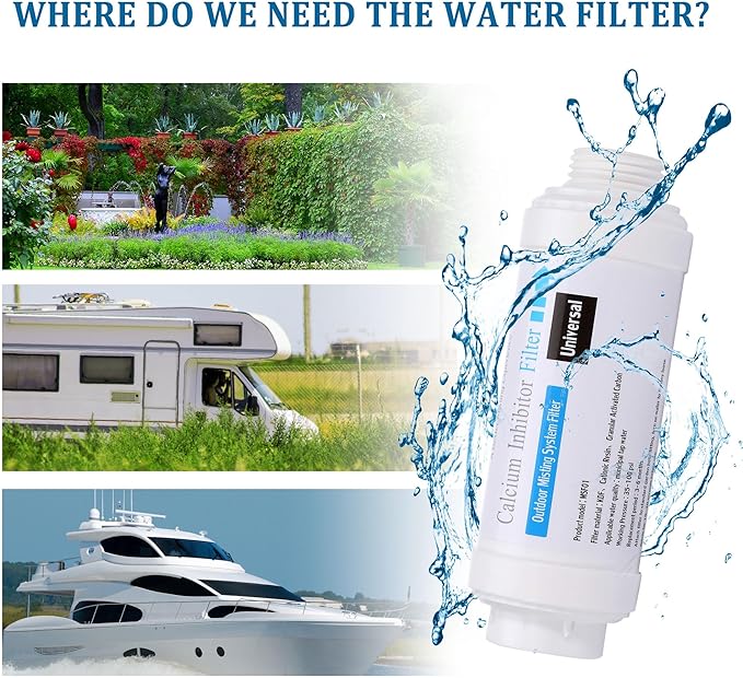 Yoption Calcium Inhibitor Filter, Outdoor Misting System Filter, for Preventing Scale Buildup and Clogging of Garden Patio Misters - 2 Pack