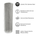 PATIKIL 40" L x 10" W Woven Wire Mesh, 8 Mesh 316L Stainless Steel Air Vent Filter Screen for Window Security Vent Cover Filtration Animals Fence
