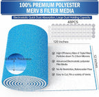 2 Rolls Air Vent Filters, 120" x 12" Cut to Size Air Filter (100+ Filters), MERV 8 Triple Vent Filter Kit for Floor Registers, Grilles, Ceiling, Wall HVAC Furnace Vents, With Adhesive Hook Tape