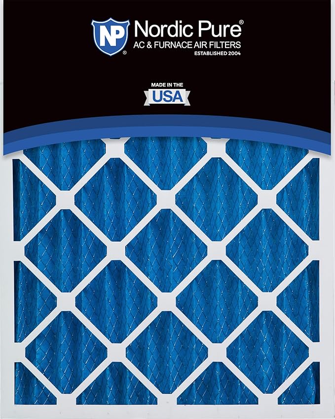 Nordic Pure 25x25x2 (Actual Size: 24 1/2 x 24 1/2 x 1 3/4) Pleated MERV 7 Air Filters 3 Pack