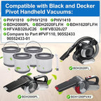 4 Pack PVF110 Replacement Filter for Black and Decker Handheld Pivot Vacuums PHV1810 PHV1410 PHV1210 BDH2000PL BDH2020FLFH BDH2020 FLBDH1620FLFH, Compare to Part # 90552433