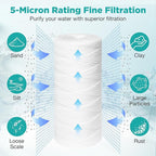 5 Micron 10" x 4.5" String Wound Water Filter Cartridge for Well Water, SimPure Whole House Sediment Filter Replacement for Housing DB10P DB10C (4 Pack)
