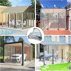 Transparent Tarpaulin Side Panels, Outdoor Clear Tarp Curtains with Zipper Door, Curtain Patio Enclosure for Pergola Porch Carport Canopies(3x3m)