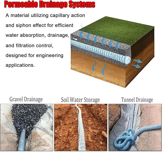 Commercial French Drain Pipe for Water Drainage, Construction Site/Sports Field Perforated Pipes & Weeping Tile, Dia 2in 3.9in 5.9in Wide Underground Drainage Systems(Dia10cm/3.9in,Long 5m/16.4ft)