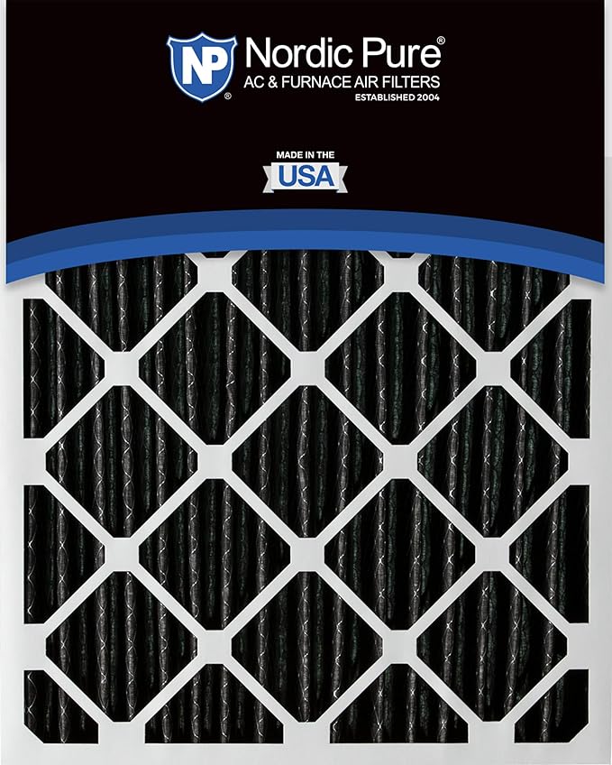 Nordic Pure 18x18x1 (Actual Size: 17 3/4 x 17 3/4 x 3/4) Furnace Air Filters MERV 8 Pleated Plus Carbon 6 Pack