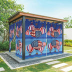 Independence Day Waterproof Outdoor Curtains for Patio, Windproof Weatherproof Curtains with Weighted Hem, Hot Air Balloon Patriotic Star Light Filtering Privacy Drapes for Porch 54"x 95"