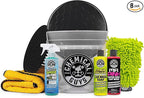 Chemical Guys Car Cleaning Kit, Complete Car Wash Kit with Soap, Wash Bucket, 3-16 oz Car Care Cleaners, Interior and Exterior Cleaning Essentials, 8 Item Detailing Set