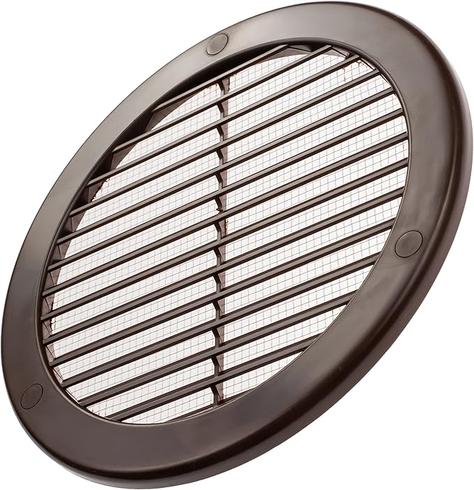 Vent Systems 6" Inch (Opening Dimensions) - Pack of 5 - Brown Soffit Vent Cover - Plastic Round Air Vent Grille - Built-in Mesh Screen - HVAC Register Louver for Bathroom, Home, Kitchen