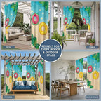 Summer Outdoor Curtains for Patio Plumeria Swimming Circles Ocean Beach Waterproof Outside Curtains with Grommet Top Weatherproof Curtain for Cabana Pergola Gazebo, 2 Pack, 54" W x 84" L