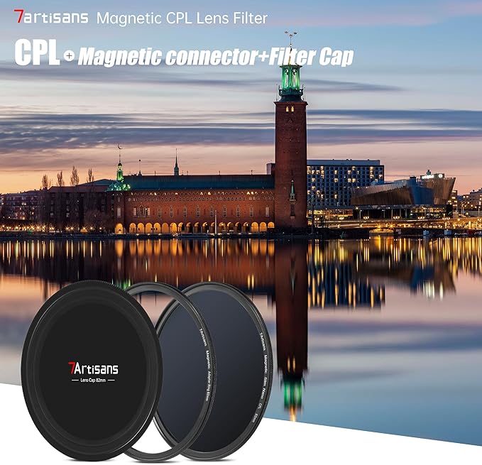 7artisans Nano Magnetic Filter UV Filter ND Light Reduction Filter/CPL Polarization Filter/GND Gradient Filter/Black Mist 1/4 Portrait Photography Filter Suitable for Lens(82mm CPL)