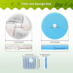 5 Set Cat Water Fountain Filter Replacement for Square 2.2L/73oz Stainless Steel Cat Fountain, ZEKIRY Pet Fountain Filter, Triple Filtration Replacement Filters(5 Filter, 5 Sponge, 5 8D Sponge)