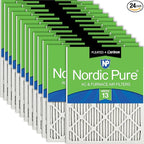 Nordic Pure 18x18x1 (Actual Size: 17 3/4 x 17 3/4 x 3/4) Pleated Air Filters MERV 13 Plus Carbon 24 Pack
