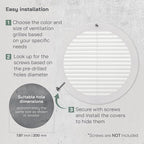 Vent Systems 8" Inch (Opening Dimensions) - Pack of 2 - White Soffit Vent Cover - Plastic Round Air Vent Grille - Built-in Mesh Screen - HVAC Register Louver for Bathroom, Home, Kitchen