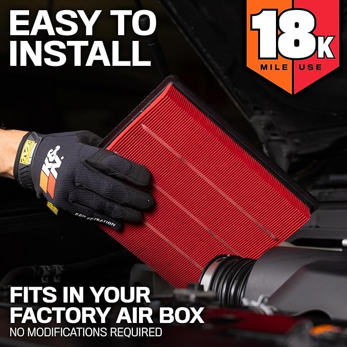 K&N Engine Air Filter: Long Life 18,000 Mile Replacement Air Filter: Compatible with 2018-2019 Chevy/GMC/Holden (Equinox, Terrain), KNA-5069