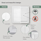 Vent Systems 8'' x 8'' Inch White Soffit Vent Cover - Pack of 100 - Flat Square Air Vent Louver - Grille Cover - Built-in Insect Screen - HVAC Vents for Bathroom, Home Office, Kitchen 8x8 Inch