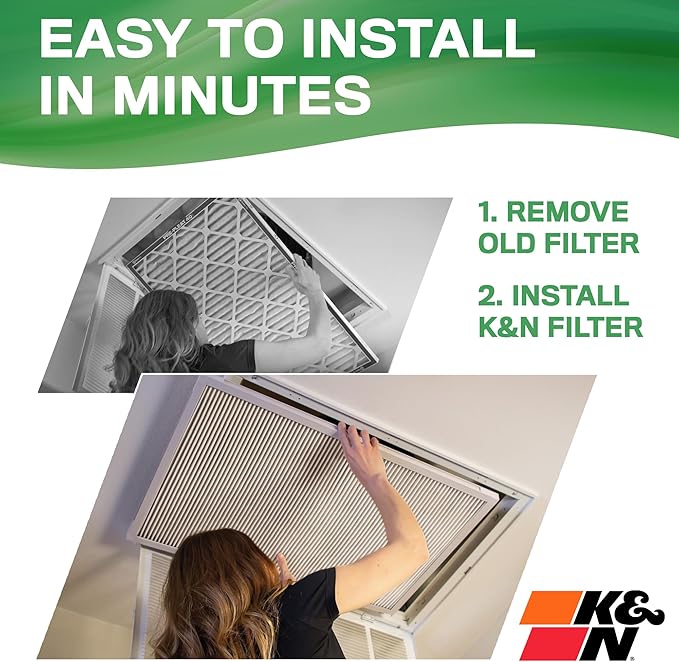 K&N 14X30X1 HVAC Furnace Air Filter, Lasts a Lifetime, Washable, Merv 13, the Last HVAC Filter You Will Ever Buy, Breathe Safely at Home or in the Office, HVC-13-11430