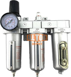 3/4" NPT HEAVY DUTY Industrial Grade Filter Regulator Coalescing Desiccant Dryer System For Compressed Air Lines, Metal Bowls, Great For Paint Spray And Plasma Cutter(MANUAL DRAIN)