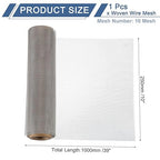 uxcell 16 Mesh 39" x 10" Woven Wire Mesh, 316 Stainless Steel Air Vent Filter Screen, Window Screen Mesh for DIY Projects Vents Cover Filtration Animals Fence