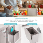 Home Zone Living Kitchen Compost Bin with CleanAura, Stainless Steel, Small and Compact Design, Includes Placement Attachments, 5 Liter Capacity, Silver