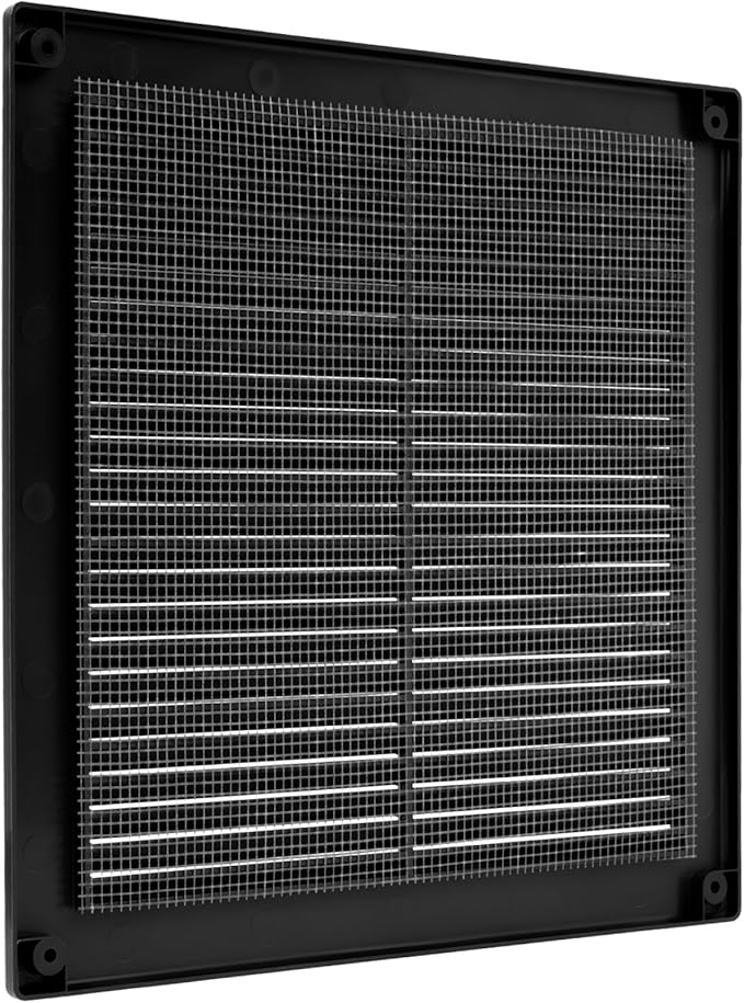 Vent Systems 8" x 8" Inch (Opening Dimensions) - Pack of 10 - Plastic Black Soffit Vent Cover - Flat Square Air Vent Grille - Air Vent Deflector - HVAC 10" x 10" Inch (Overall Dimensions)