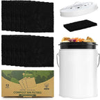 Charcoal Filters for Compost Bucket 3.5 in Square - Pack of 12 Odor Blocking Compost Filters for Countertop Bin, Trash Cans & Litter Boxes - Universal Replacement Compost Bin Filter Charcoal