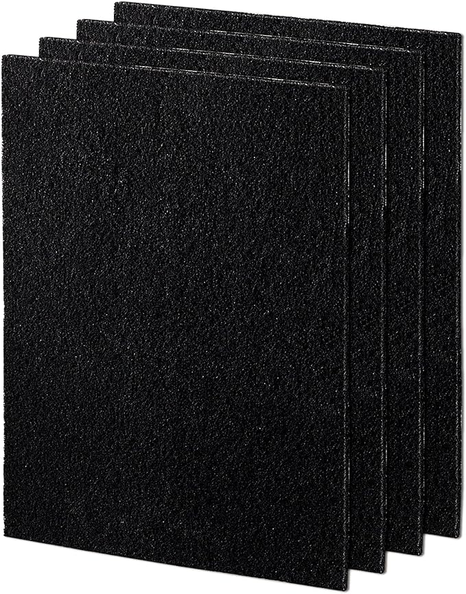 Fellowes Carbon Filters for AeraMax Air Purifiers - 4 Pack (9324201),Black, 16.1" x 12.4" x 0.2"
